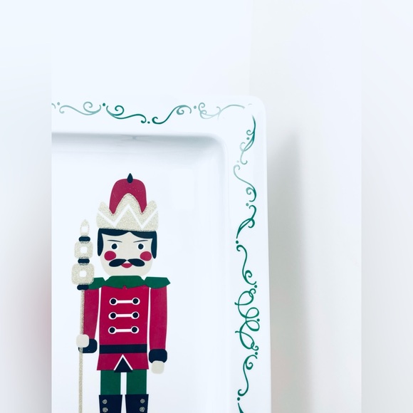 F.A.O. SCHWARZ Huge 22x15 Christmas Glitter Nutcracker Melamine Serving Tray NEW - Picture 7 of 11